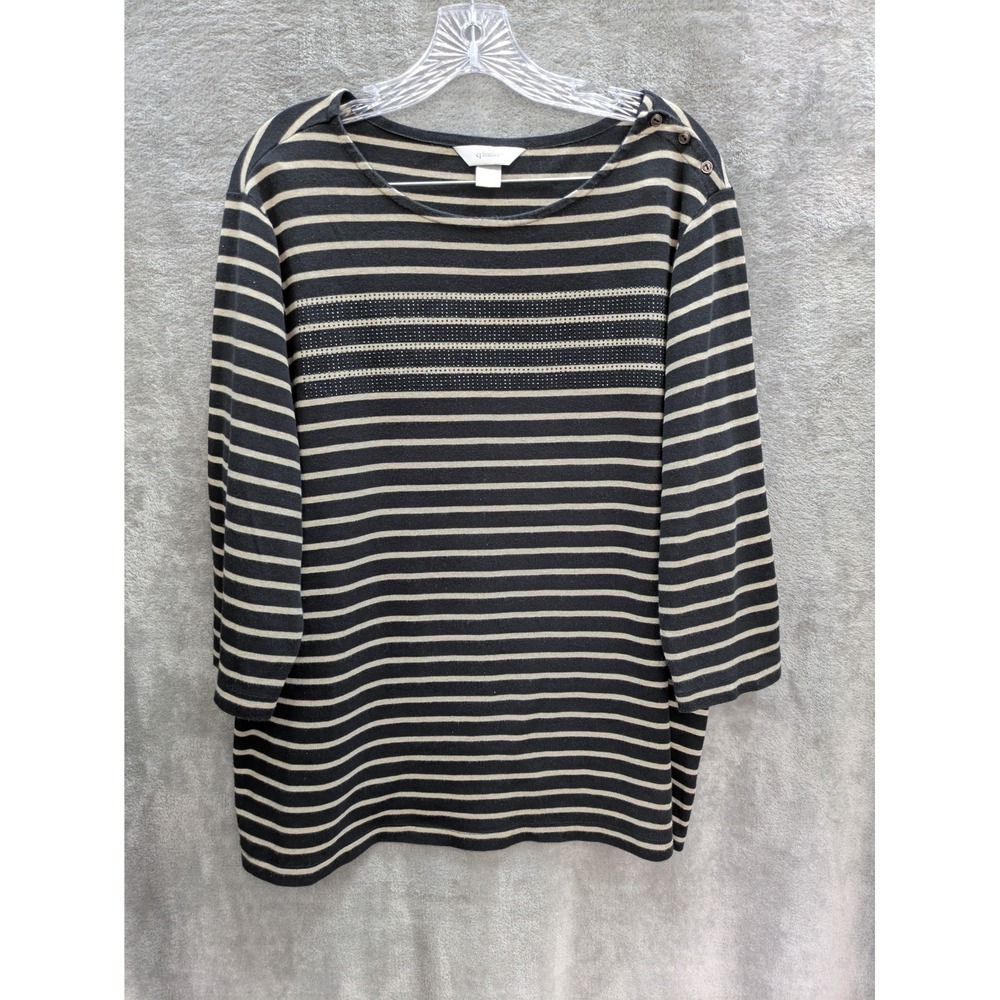 Striped‎ Top Women's 2X Studded Embellished Casual
